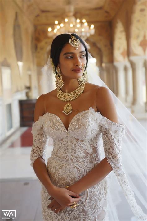Such A Unique Way Of Pairing Indian Traditional Bridal Jewellery On An Off Shoulder Whi White