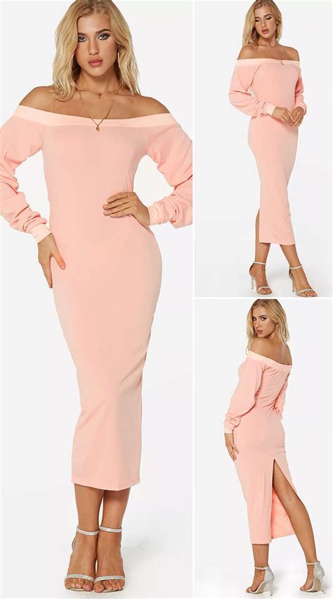 pink off the shoulder long sleeves maxi dress hot sales 2019 beautiful dresses pretty dre