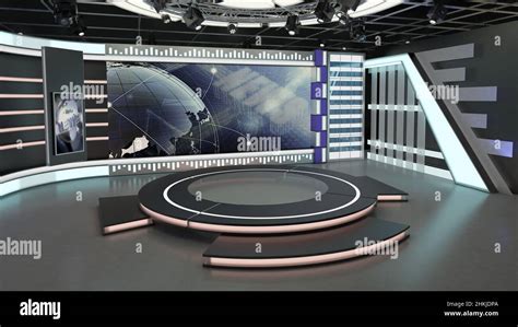 Virtual Tv Studio Set Green Screen Background 3d Rendering Stock