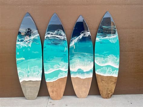Surfboard Beach Resin Shaped Wall Art Surfboard Decor Etsy