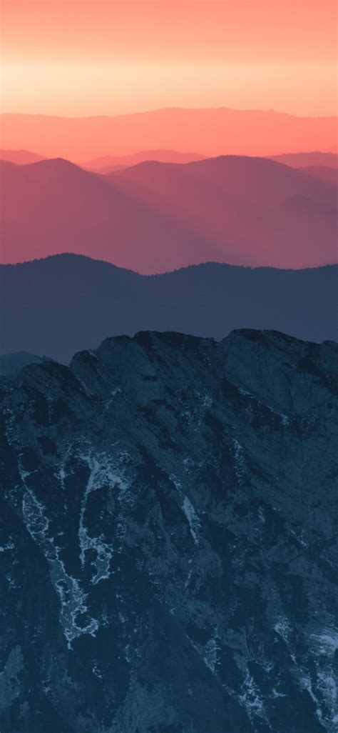 Download Calm Horizon Sunset Mountains 1125x2436 Wallpaper Iphone X