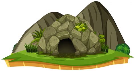Una Cueva De Piedra Sobre Fondo Blanco Vector Premium