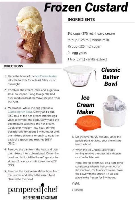 Frozen Custard Pampered Chef Ice Cream Maker Recipe Ice Cream Maker