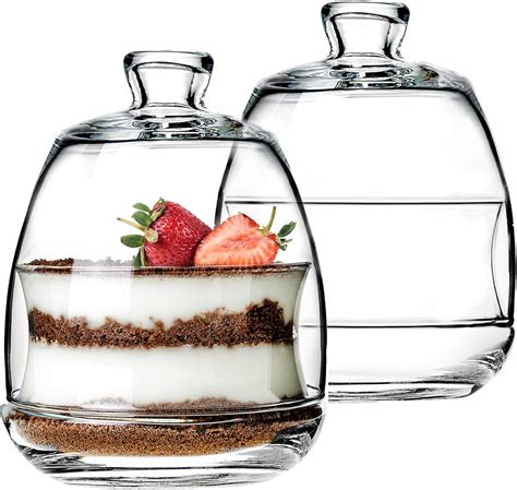 crystalia glass dessert bowl with lids set of 2 255ml 100 lead free
