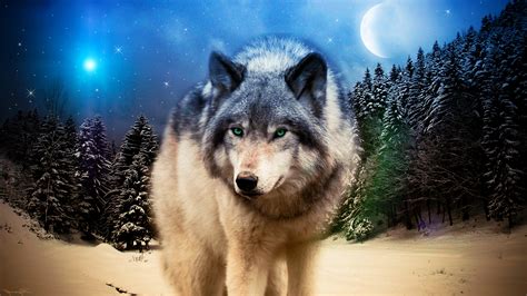 Wolf Animals Wildlife Adobe Photoshop Wallpapers Hd Desktop And
