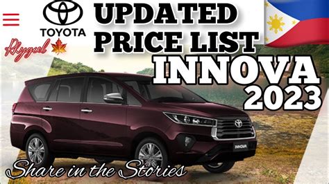 Toyota Innova 2023 Price List Current Generation Philippines Youtube