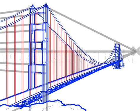 How To Draw The Golden Gate Bridge Golden Gate Bridge Step By Step