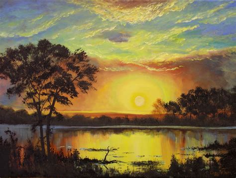 A Painting For You Table Rock Lake Sunset 18hx24w Original Oil