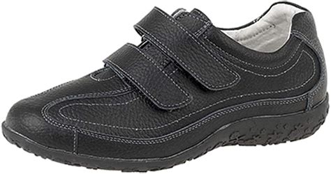 Womens Ladies Extra Wide Eee Fit Velcro Leather Casual Shoes Trainers