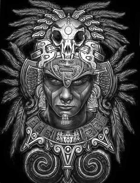 Aztec Warrior Tattoo Stencil
