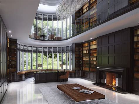 Dramatic Clive Christian Contemporary Walnut Library Luxury Home