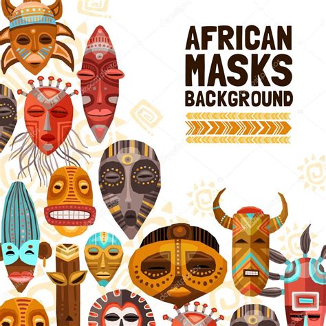 African Ethnic Tribal Masks Illustration — Stock Vector © Macrovector