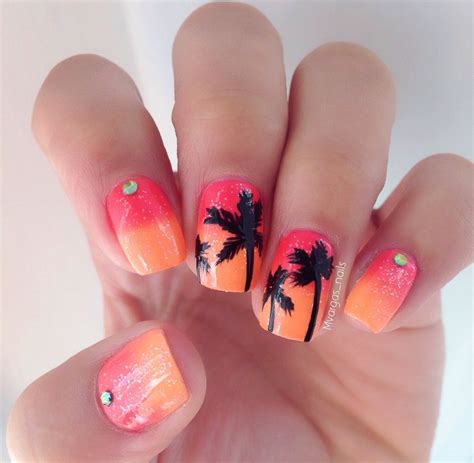Palm Trees Nails Tropical Nails Summer Nails Tropical Nail Designs