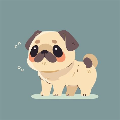 Premium Vector Cute Pug Puppy Vector Cartoon Character