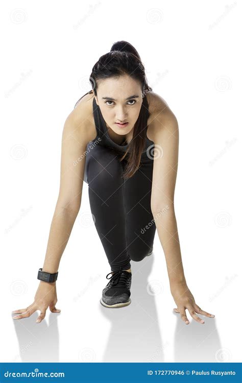 Beautiful Young Woman In Sportswear Ready To Run Stock Photo Image Of