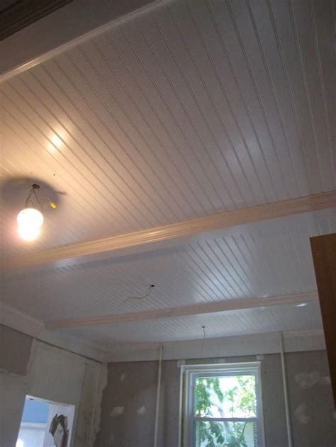 Basement Ceiling Idea Remove Drop Ceiling Paint Beams White And Put Up Bead Board Panels