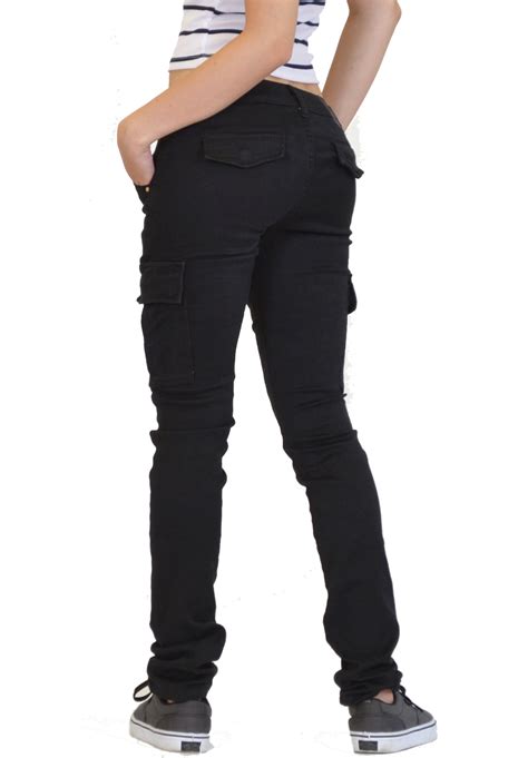 new womens ladies slim fitted stretch combat jeans pants skinny cargo trousers ebay