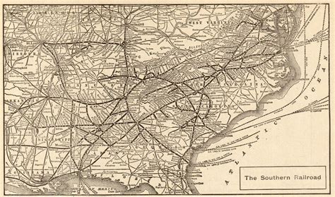 1908 Antique Southern Railroad Map Vintage Southern Railway Map 8441