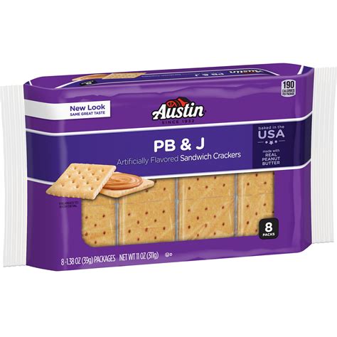 austin sandwich crackers pb and j 8 ct 11 oz tray