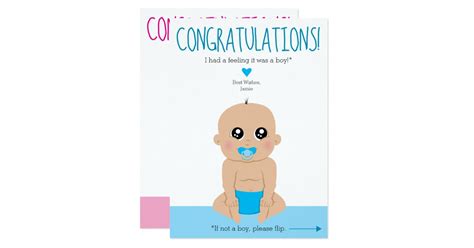 2 Sided Funny Gender Reveal Congratulations Card