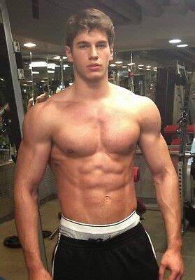 Shirtless Male Muscular Gym Jock Beefcake Hunk Huge Chest Arms Photo