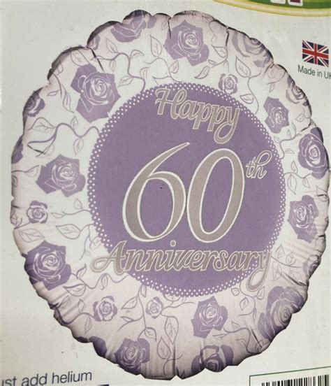 60th Diamond Anniversary Balloons Buy Online Or Call 01978 357356