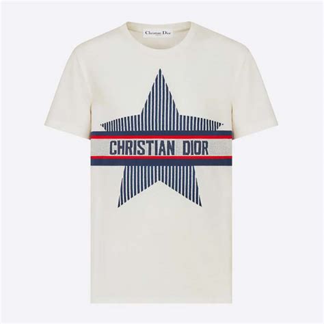 Dior Women Dioralps T Shirt White Three Tone Dior Star Cotton Jersey