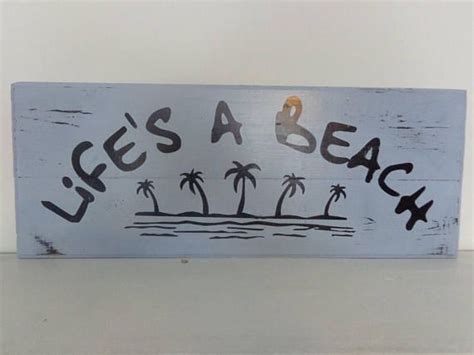 Lifes A Beach Sign Distressed Pallet Board Sign Happy Wooden Beach