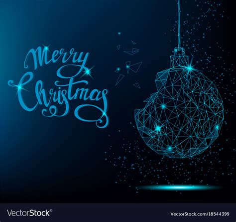 Merry Christmas Greeting Card Blue Christmas Tree Vector Image