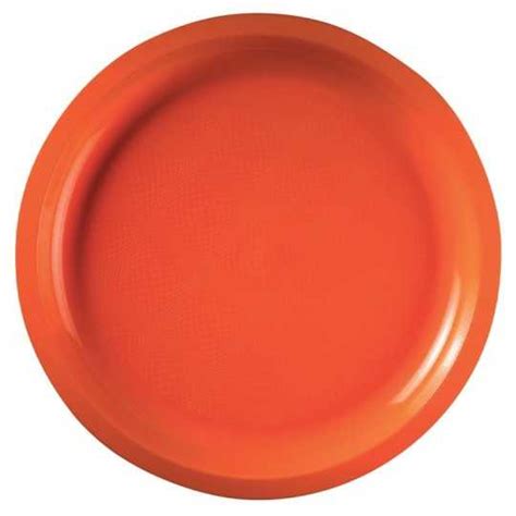 10 Grandes assiettes rondes plastique réutilisable orange 29 cm