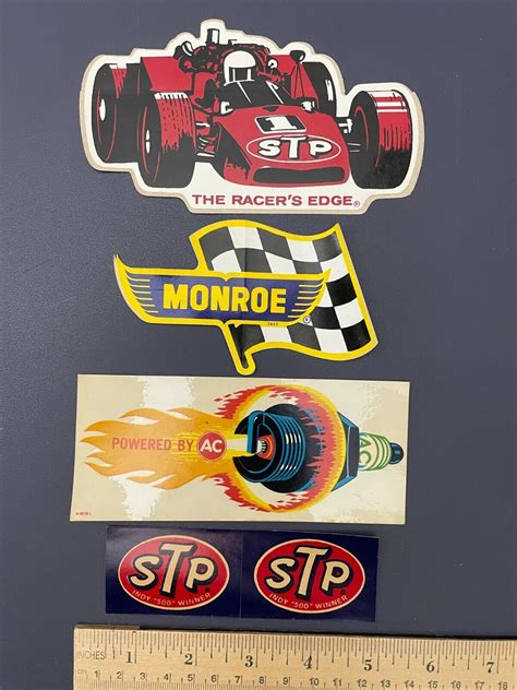 Vintage 1960s 1970s Ac Spark Monroe Stp Racing Oem Stickers Decals Lot