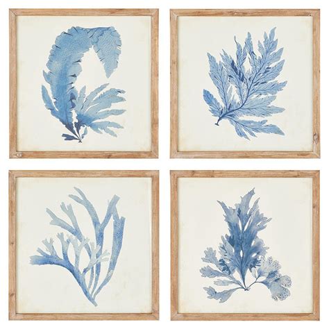 Choose from an array of frame options our framed art takes commitment to another level. Nyla Coastal Beach Set of 4 Framed Blue Coral Watercolor ...