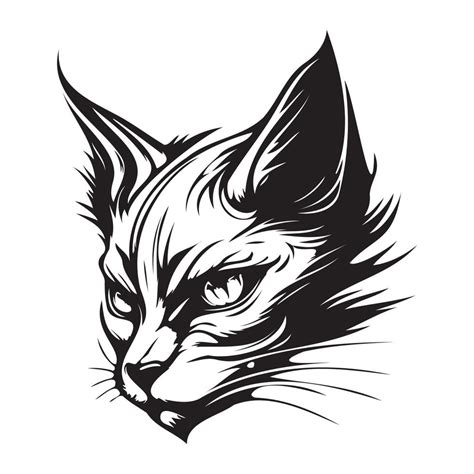 Cat Face Silhouettes Cat Face Svg Black And White Cat Vector