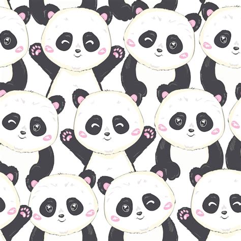 Padrão De Panda Sem Costura Dos Desenhos Animados Vetor Premium