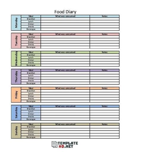 It's about as basic as can be, though you always have the option to modify it to store more. food diary templates 01 | Food diary template, Diary ...