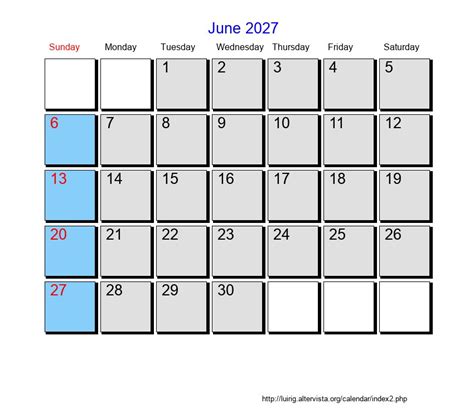 June 2027 Roman Catholic Saints Calendar