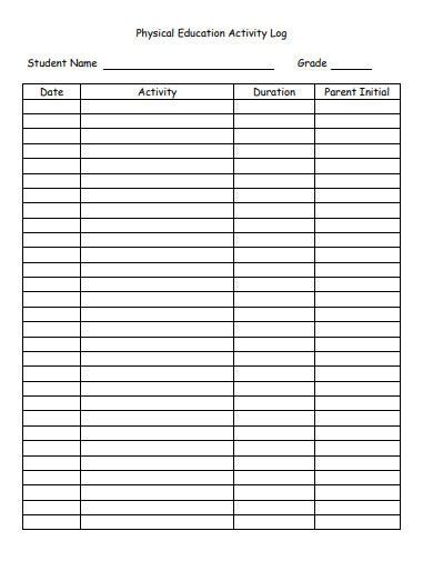 10+ Physical Activity Log Templates in PDF | XLS | Free ...
