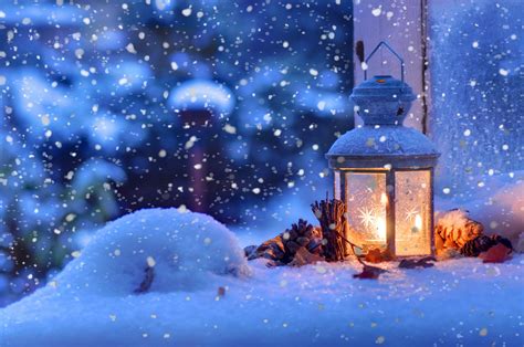 Free Download Photography Winter Christmas Snowfall Snowflake Lantern
