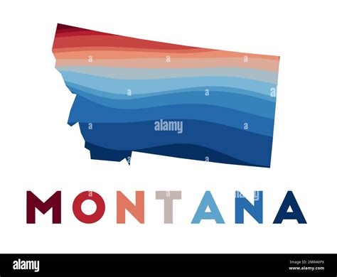 Montana Map Map Of The Us State With Beautiful Geometric Waves In Red