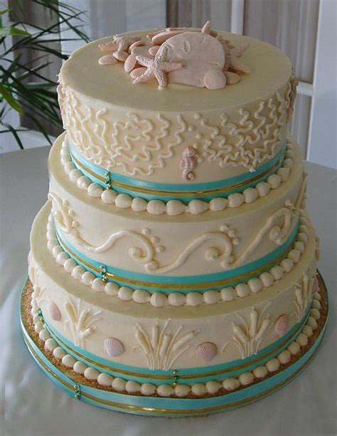 Turquoise Beach Wedding Cake Cake By Marney White Cakesdecor
