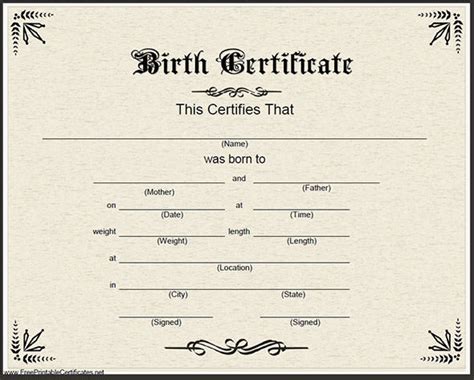birth certificate templates   sample templates