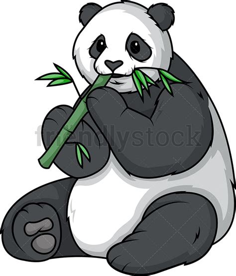 Panda Bear Eating Bamboo Cartoon Clipart Vector Friendlystock