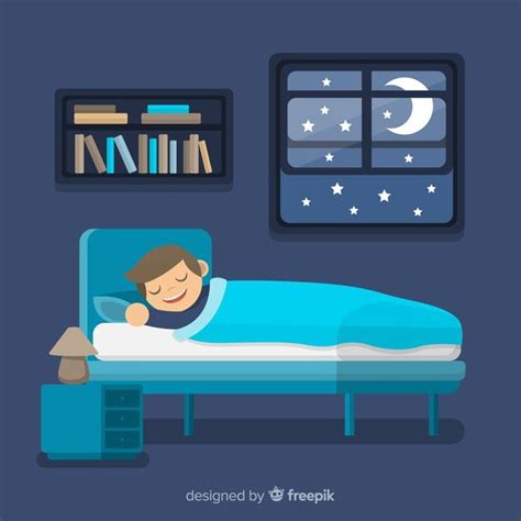 Flat Person Sleeping In Bed Free Vector Vectors Freepik Illustration