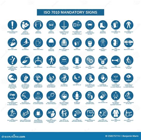 Set Of Iso 7010 Mandatory Signs Stock Vector Illustration Of Risk