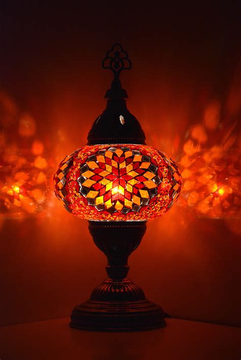 Oranje Rode Moza Ek Tafellamp Turkse Lamp Turkse Lampenkap Etsy Nederland