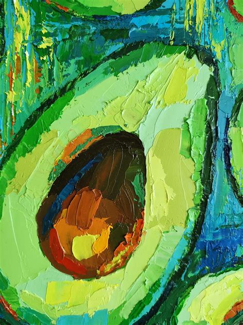 Avocado Original Oil Painting On Canvas For Kitchen Dining Etsy