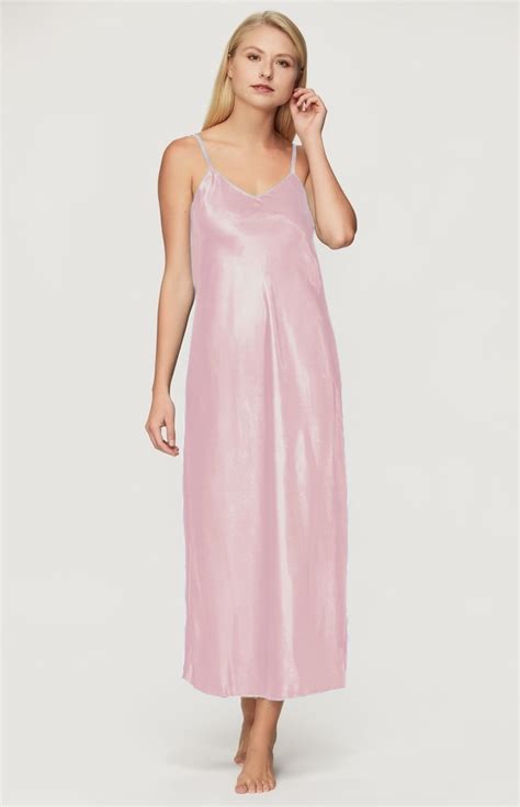 Long Pink Satin Nightgown Iga