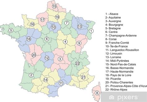 Sticker Carte De France Des 22 Régions Pixersca
