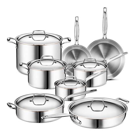 Buy Legend Stainless Steel 5 Ply Copper Core 14 Piece Cookware Set