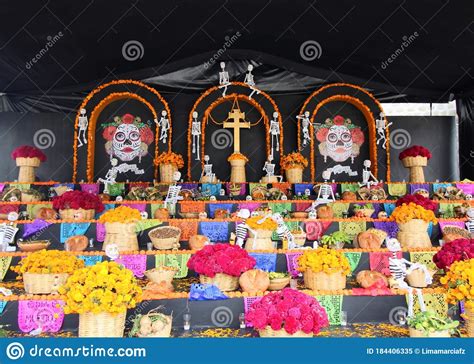 Offerings At An Altar For Day Of The Dead Celebration Dia De Los